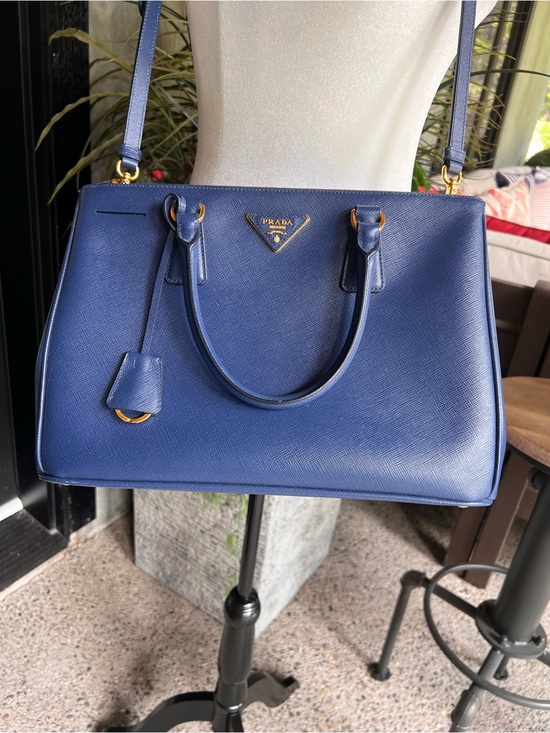 Prada Handbags - Prada Bluette Blue Saffiano Lux Leather Tote with Gold Hardware